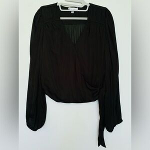 Anthropologie Maison d'Amelie Sheer Black‎ Wrap Top M Minimalist Office Siren